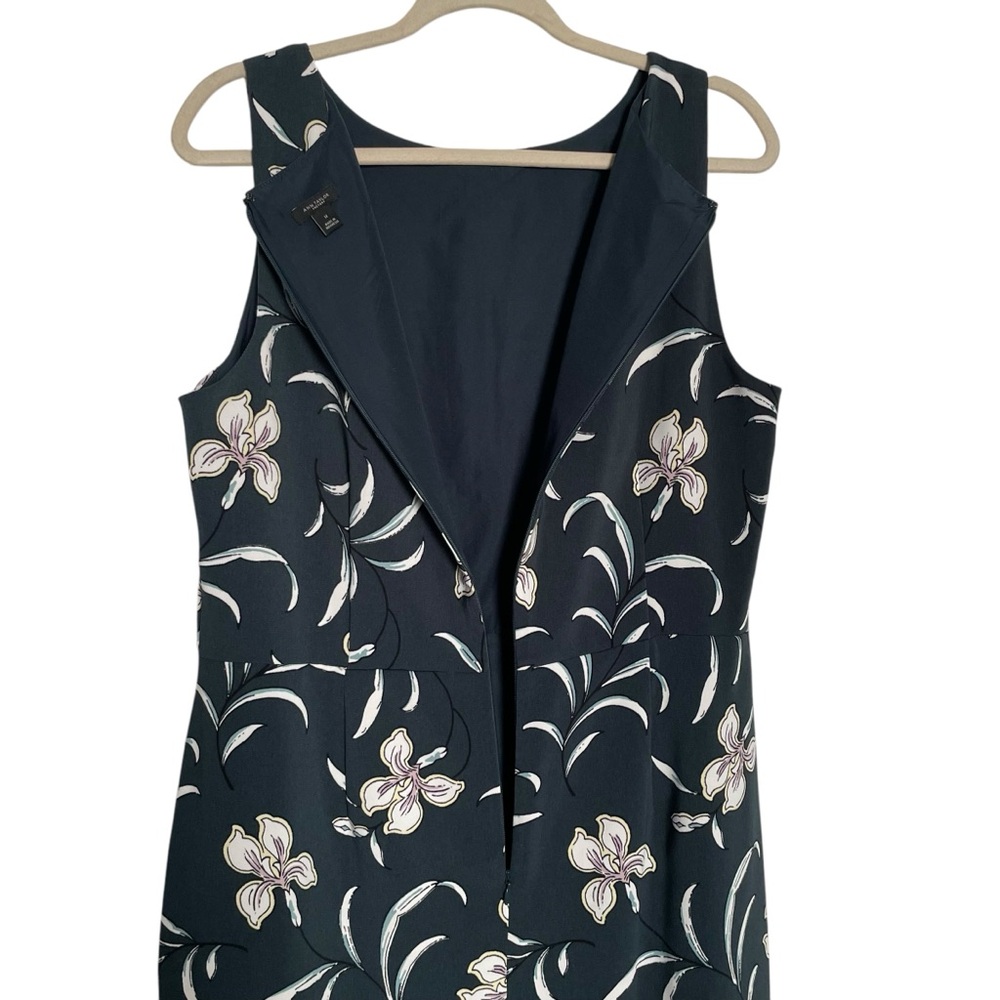 Ann Taylor Factory Dark Green Iris Floral Print Sheath Dress Size 14 - Picture 4 of 5